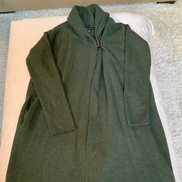 Adrienne Vittadini Green M Yak/Wool Duster Cardigan Sweater Jacket Alpine - Picture 8 of 8